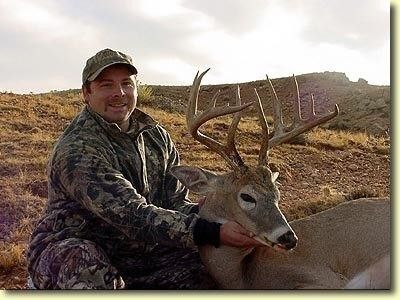 Archery brow tine buck in rough wyoming antelope like country.