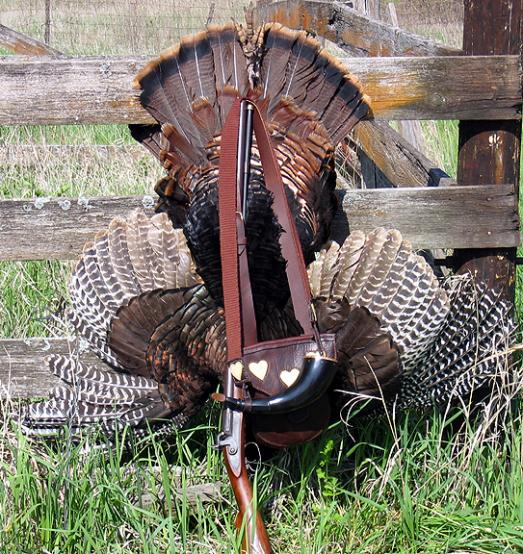 Circa 1850 double barrel muzzleloading shotgun .13 gauge. 

Spring 2009, 9:43 a.m., 17.75 pounds, 9 1/2 inch beard, both spurs measure 1 inch.