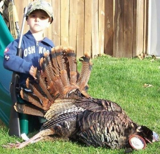 My son Landon with my Season 1 Turkey.