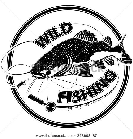 stock vector vector illustration of catfish with fishing rod vector illustration can be used for creating logo 298603487