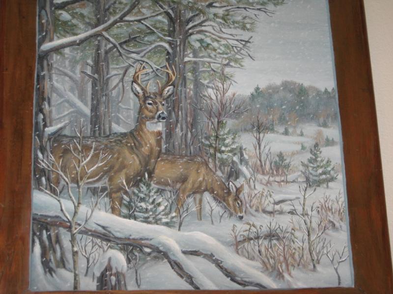 Whitetail deer in snow
